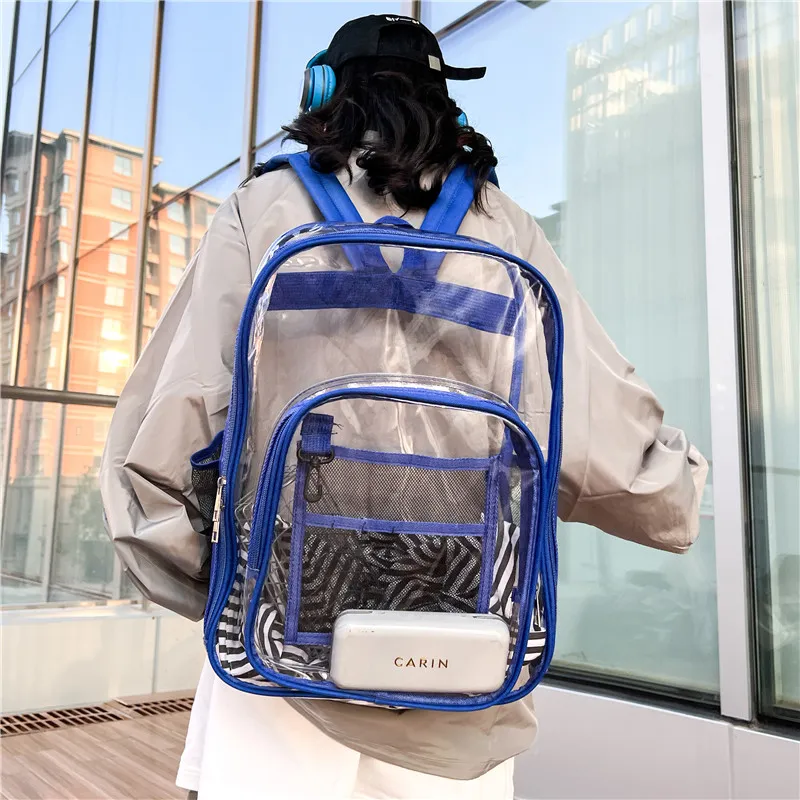 KAMLUI PVC Polyvinyl Chloride Backpack Unisex Gray/Black/Pink/Purple/Blue-17