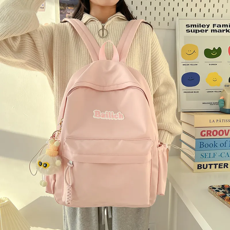 KAMLUI Composite Cloth Backpack Regular Unisex Pink/Black/Light Blue/Green/Ecru-5