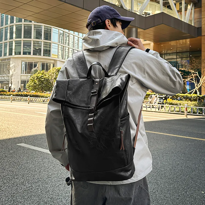 KAMLUI PU Backpack Regular Unisex Coffee/Brown/Black-19