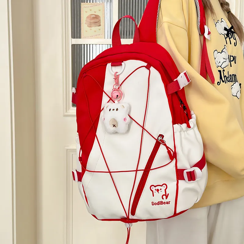 KAMLUI Nylon Backpack Unisex Red/Purple & Yellow/Blue & Yellow/Black & Yellow/Blue & White-3