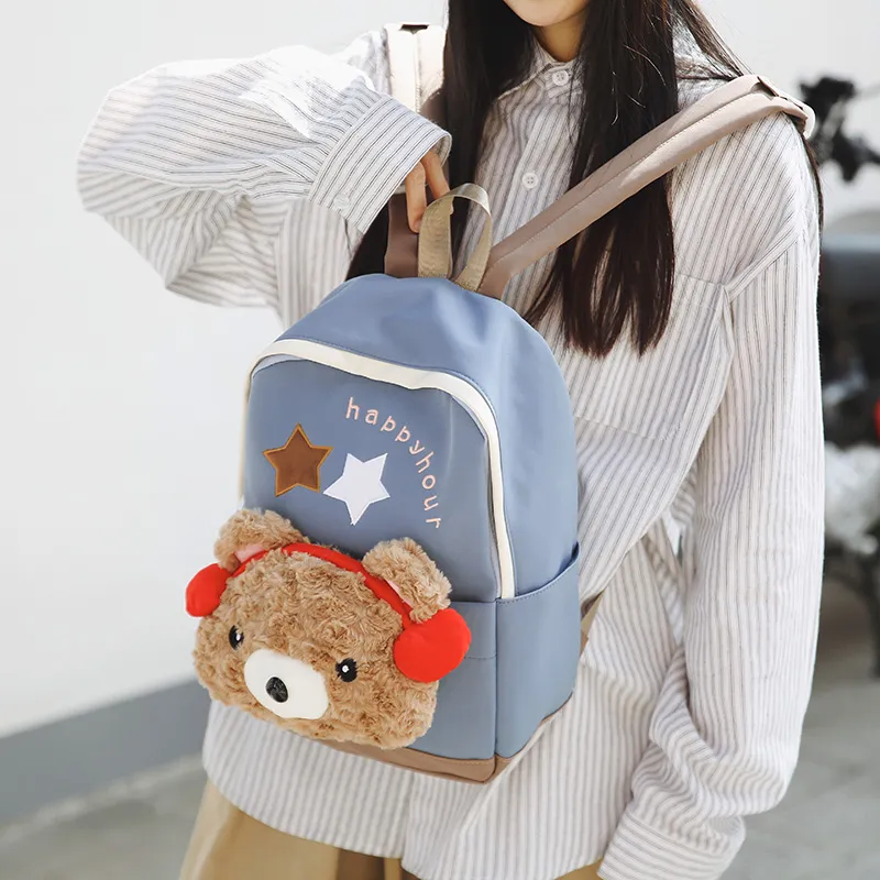 KAMLUI Nylon Backpack Unisex Black/Pink/Red/Blue-14