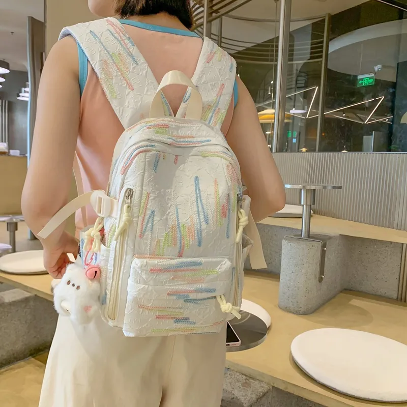 KAMLUI Nylon Fabric Backpack Large Size Unisex Multicolor-1