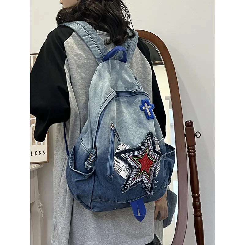 KAMLUI Denim Backpack Regular Unisex Multicolor-26