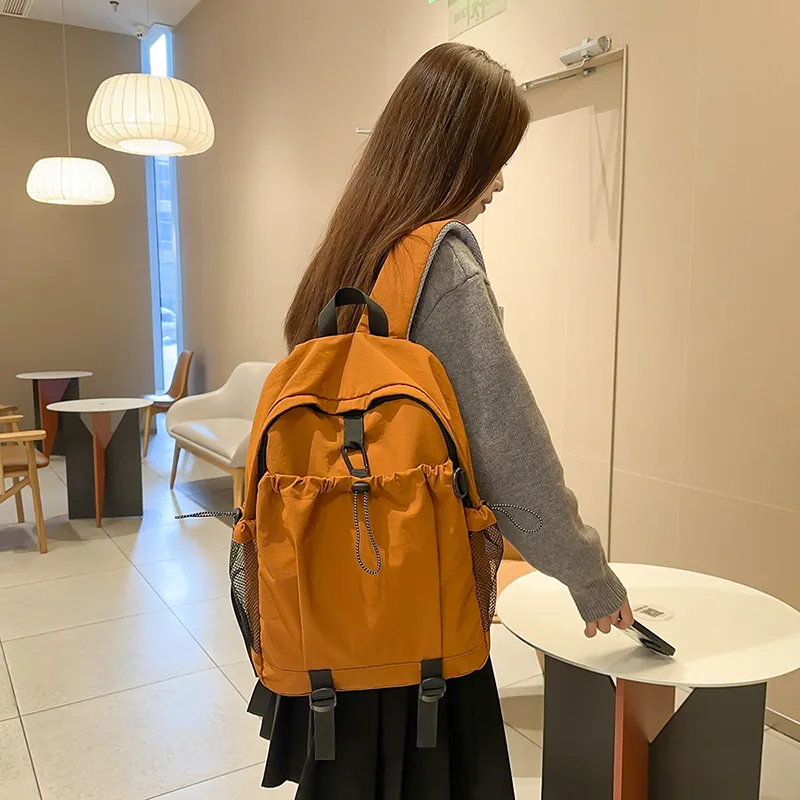 KAMLUI Nylon Backpack Regular Unisex Ecru/Black/Burgundy/Orange-25