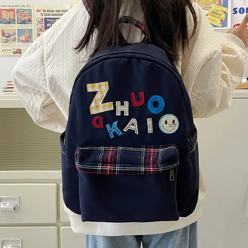 KAMLUI Nylon Fabric Backpack Regular Unisex White/Yellow/Green/Blue-2