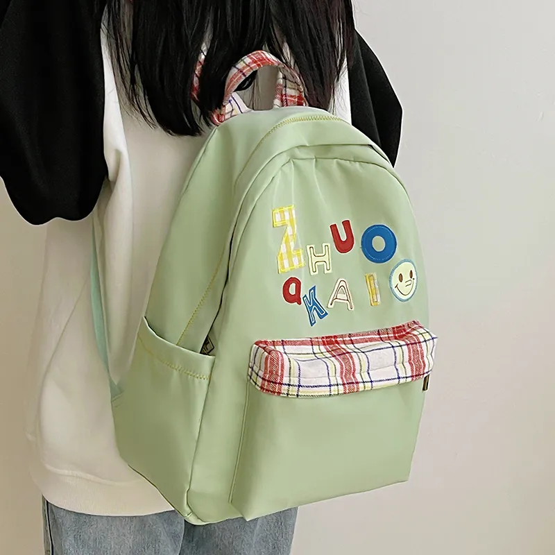 KAMLUI Nylon Fabric Backpack Regular Unisex White/Yellow/Green/Blue-9