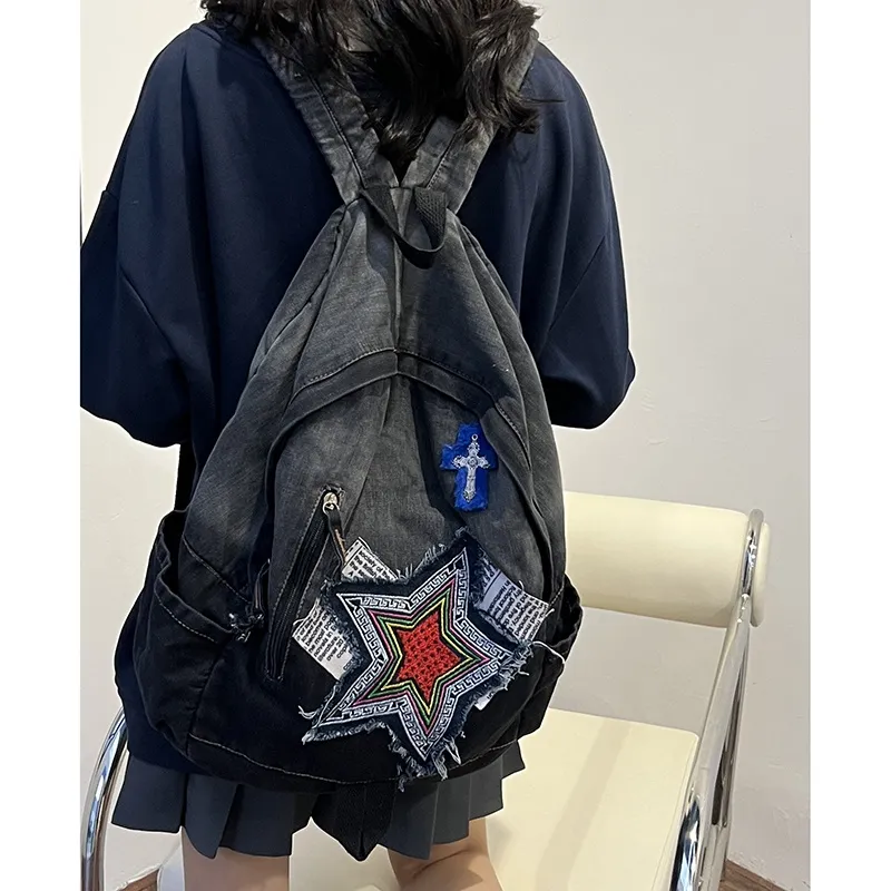 KAMLUI Denim Backpack Regular Unisex Multicolor-11