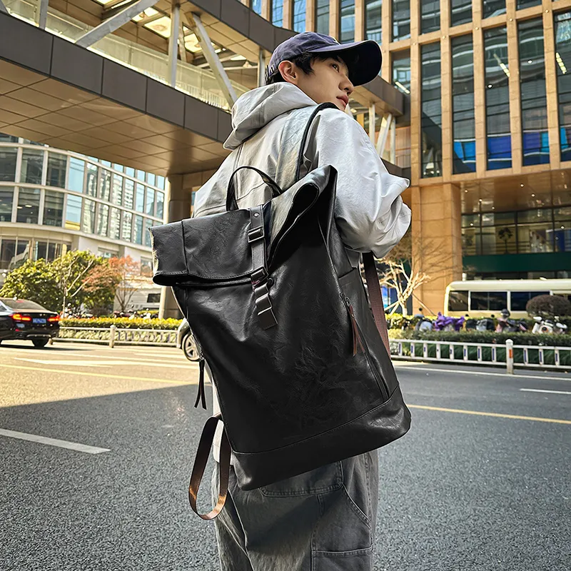 KAMLUI PU Backpack Regular Unisex Coffee/Brown/Black-18