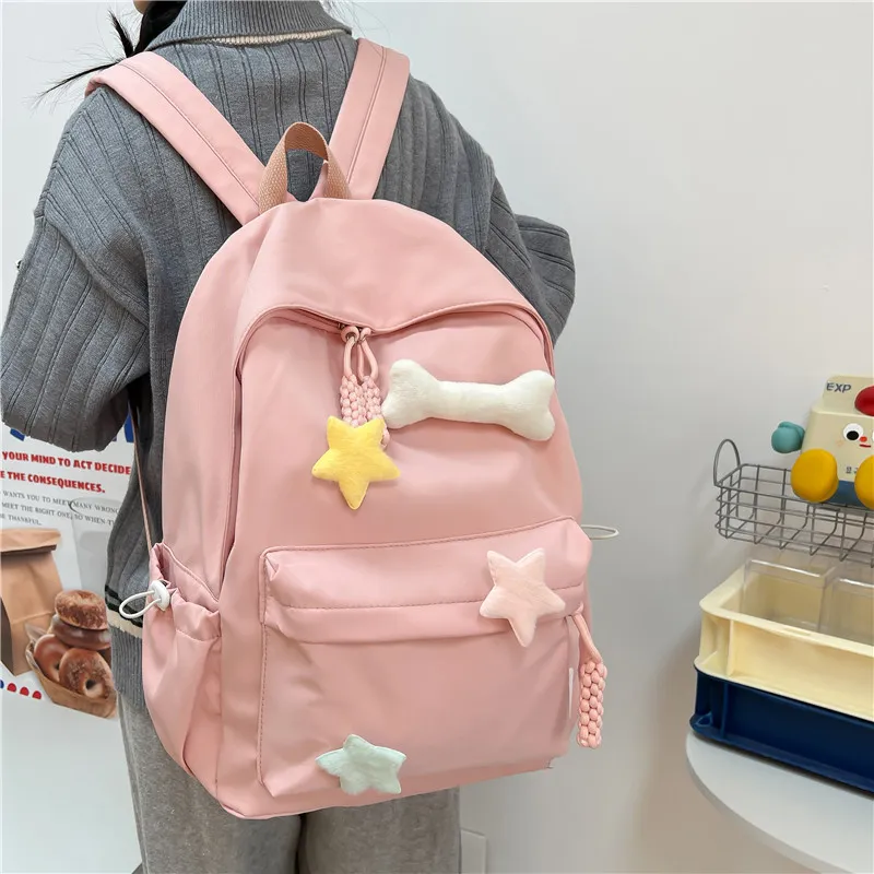 KAMLUI Nylon Backpack Regular Unisex White/Pink/Green/Black/Yellow-9