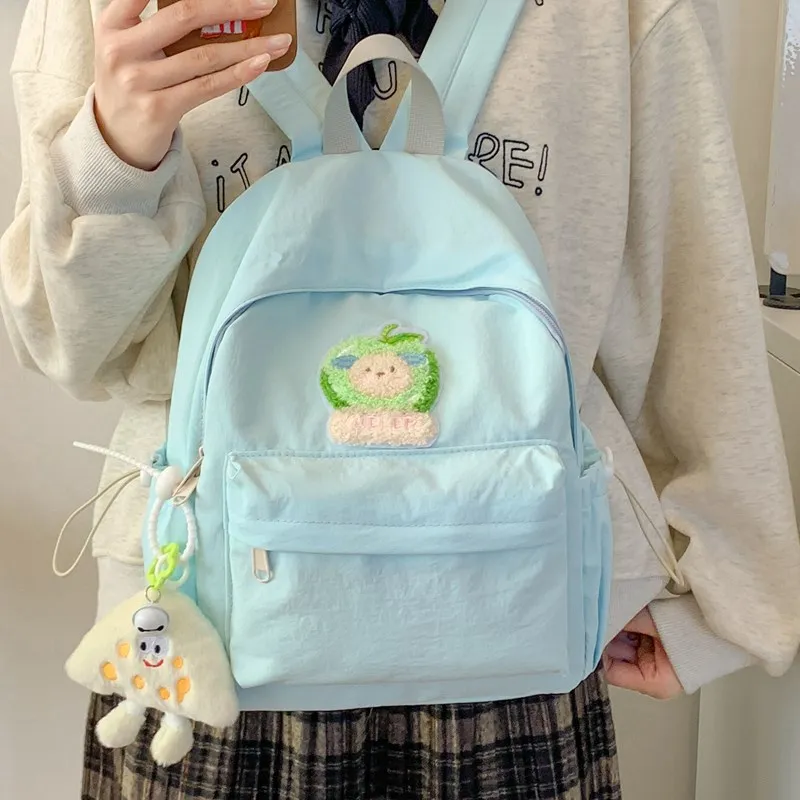 KAMLUI Nylon Backpack Unisex Beige Yellow/Black/Green/Blue/Pink-16