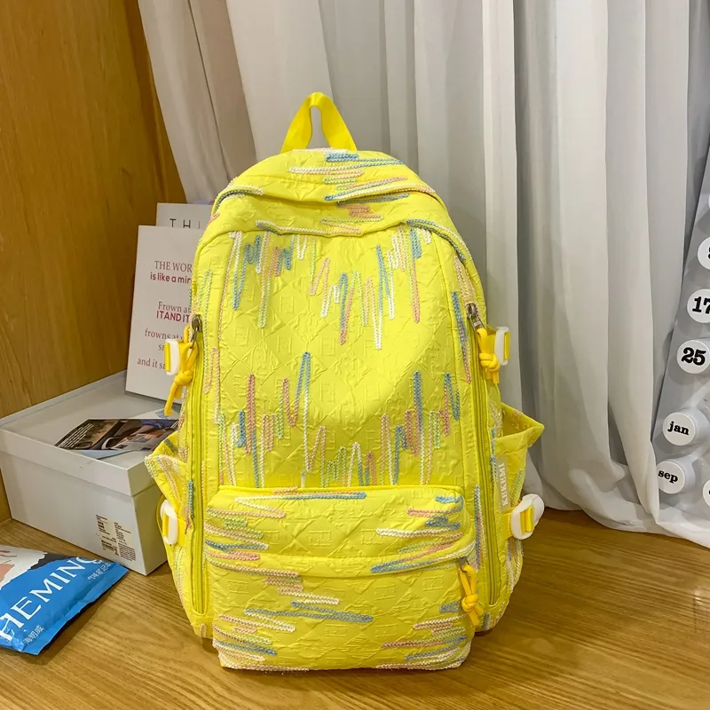 KAMLUI Nylon Fabric Backpack Large Size Unisex Multicolor-17