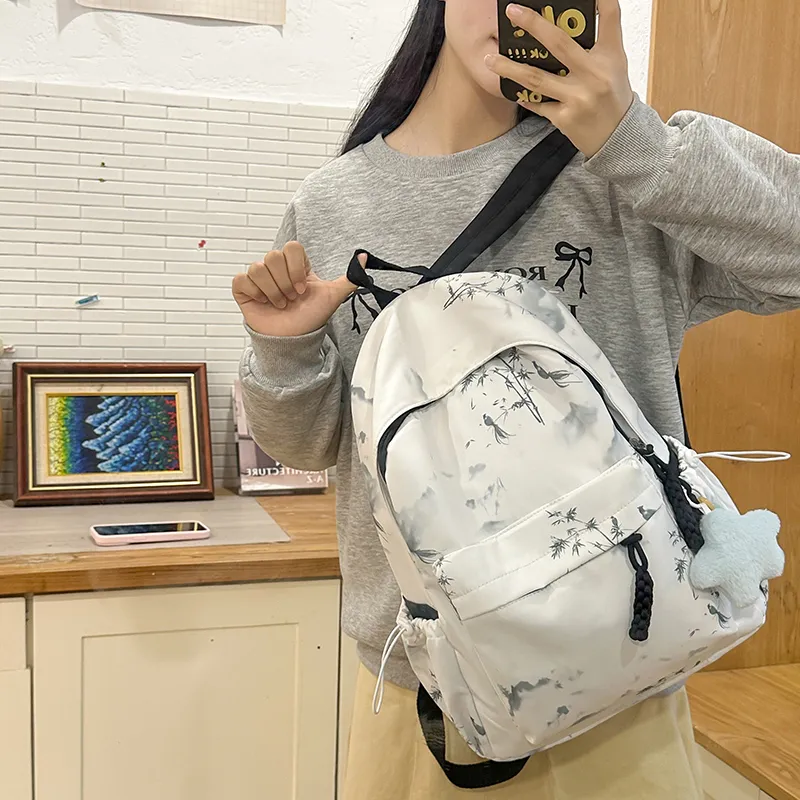 KAMLUI Nylon Backpack Regular Unisex Black/Pink/Green/Blue-3