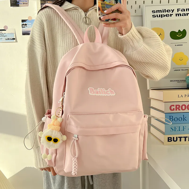 KAMLUI Composite Cloth Backpack Regular Unisex Pink/Black/Light Blue/Green/Ecru-4