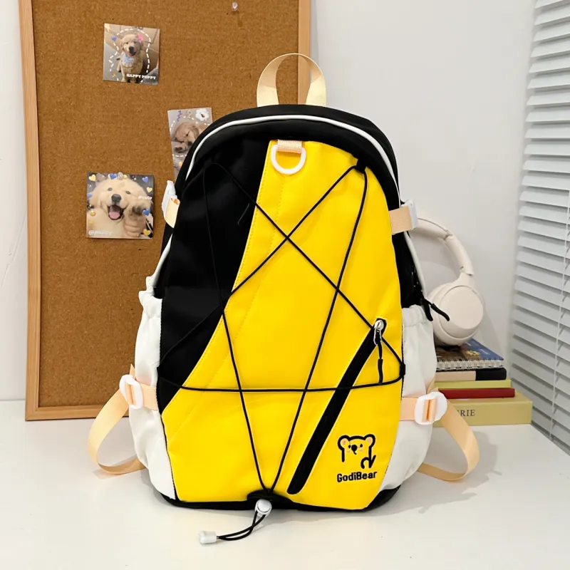 KAMLUI Nylon Backpack Unisex Red/Purple & Yellow/Blue & Yellow/Black & Yellow/Blue & White-20
