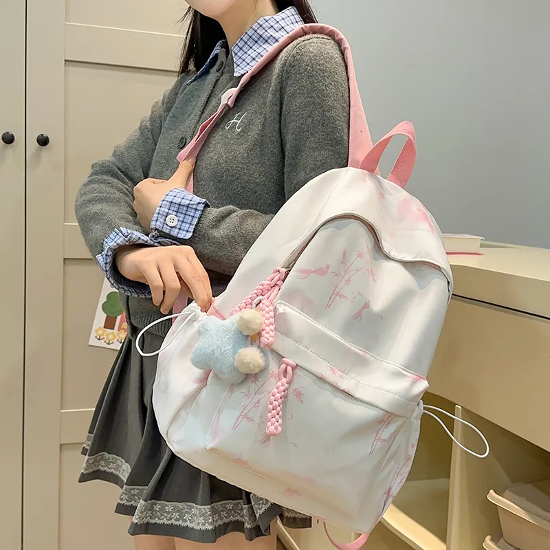 KAMLUI Nylon Backpack Regular Unisex Black/Pink/Green/Blue-8