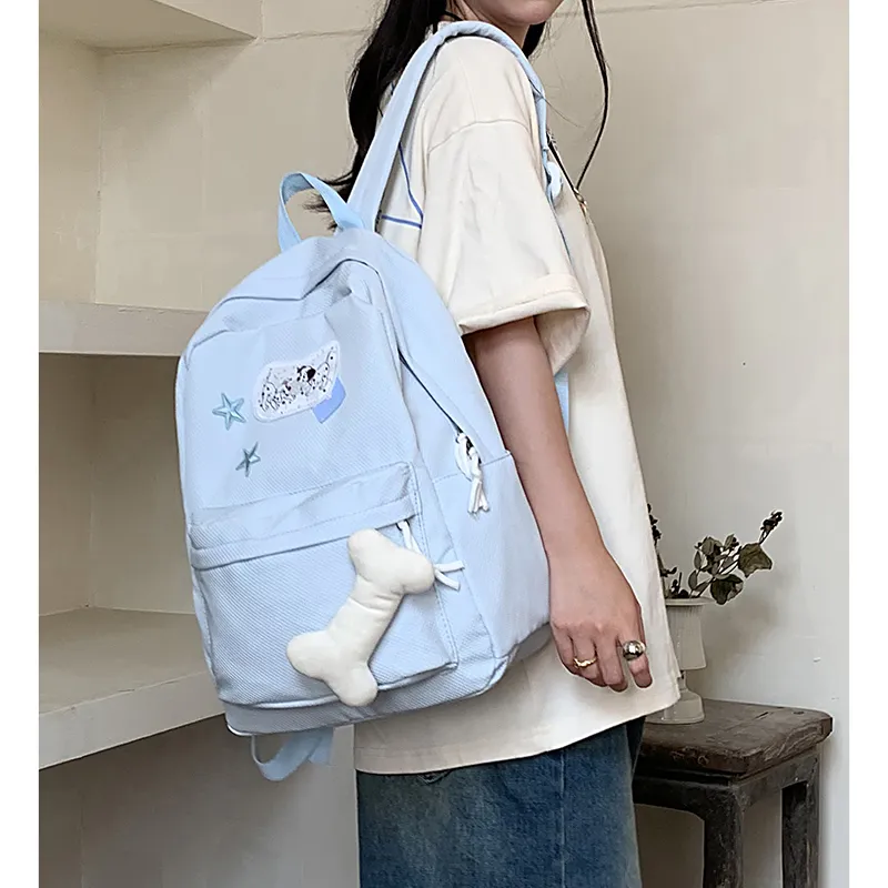 KAMLUI Nylon Backpack Backpack Student Backpack Regular Unisex Blue-15