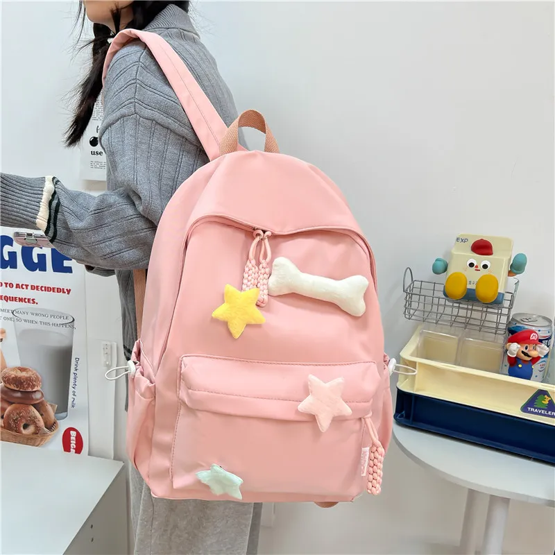 KAMLUI Nylon Backpack Regular Unisex White/Pink/Green/Black/Yellow-13
