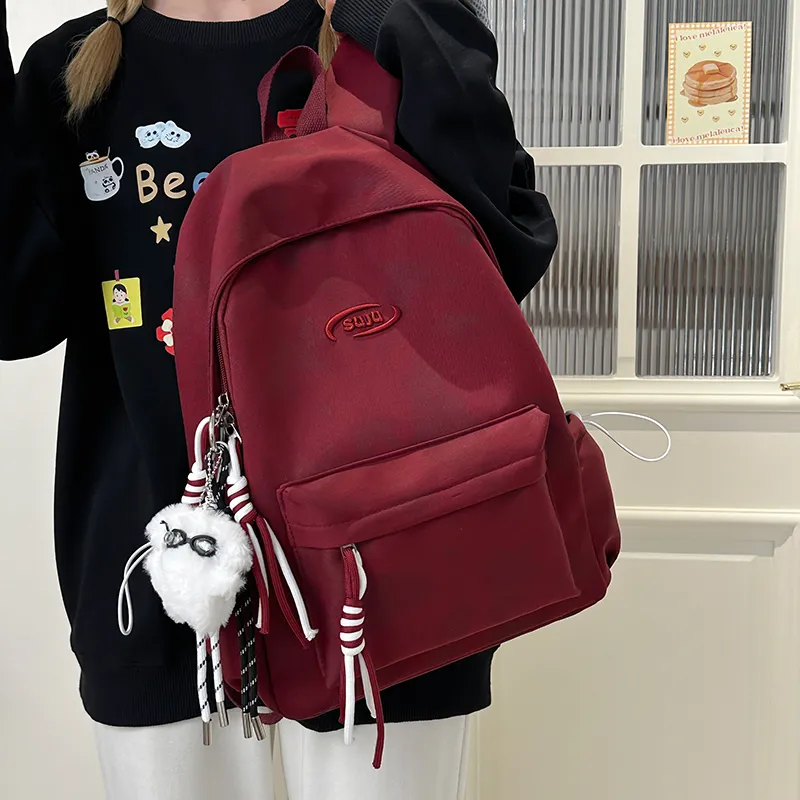 KAMLUI Nylon Backpack Regular Unisex Ecru/Black/Burgundy/Green-20