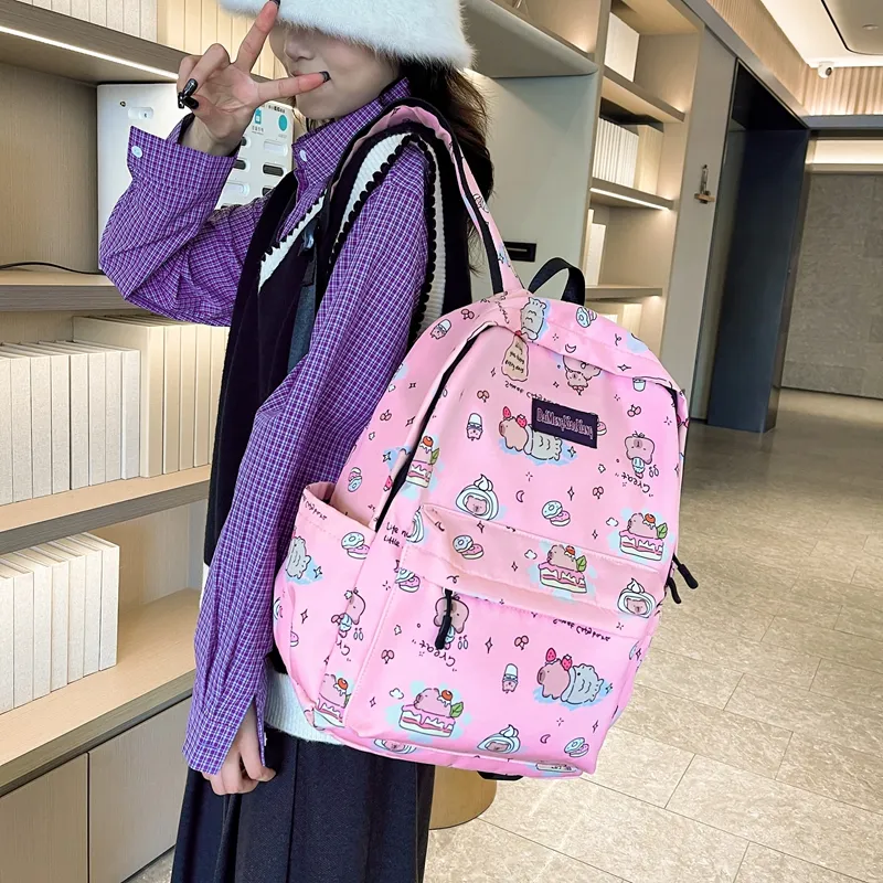 KAMLUI Nylon Backpack Women's White/Black/Pink/Khaki-17