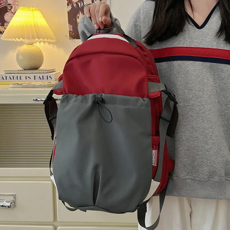 KAMLUI Nylon Backpack Regular Unisex Red/Green/Khaki-1