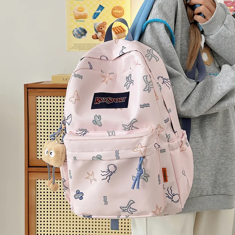KAMLUI Nylon Backpacks Backpack Regular Unisex White/Black/Blue/Pink-26