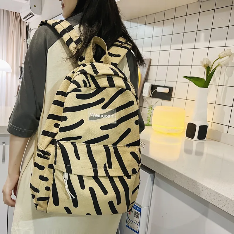 KAMLUI Canvas Backpack Laptop Bag Unisex Ecru/Black/Khaki-17