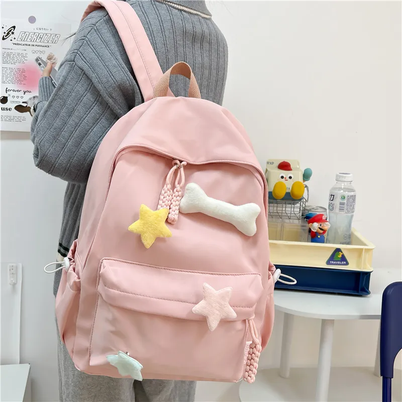 KAMLUI Nylon Backpack Regular Unisex White/Pink/Green/Black/Yellow-10