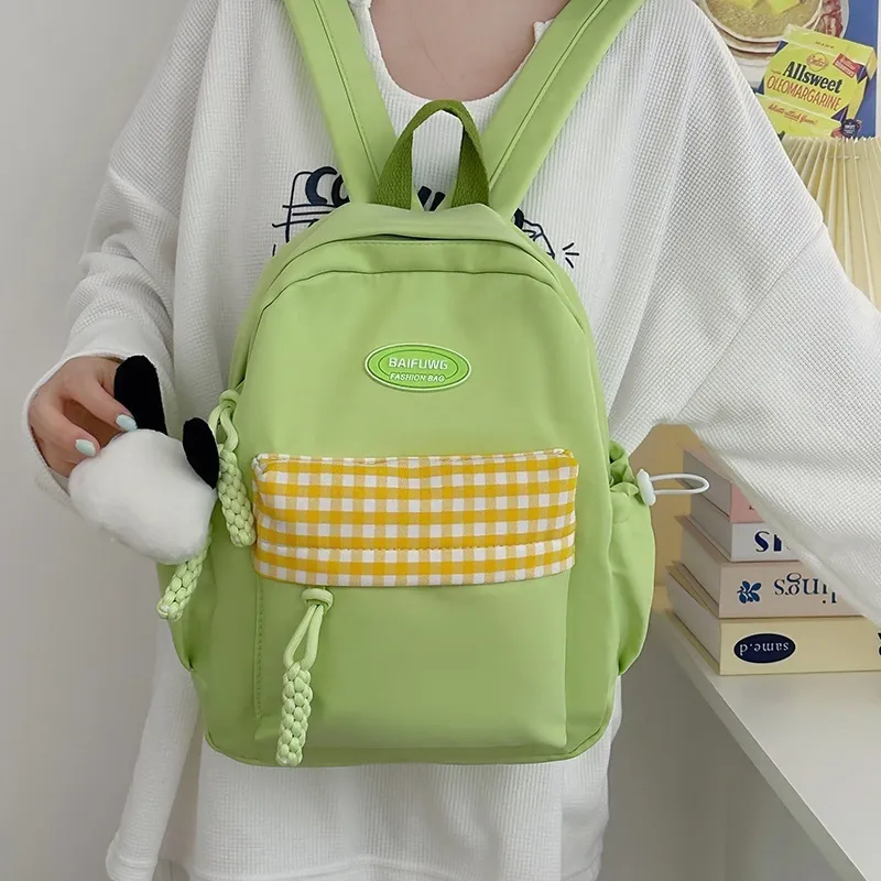 KAMLUI Nylon Backpack Unisex White/Black/Yellow/Green-22