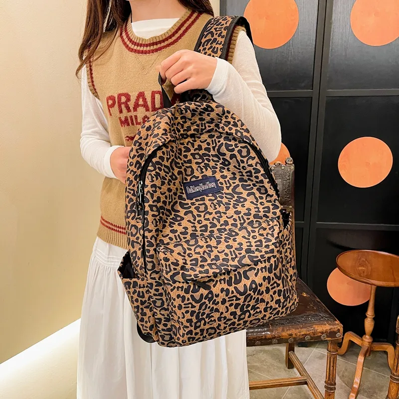 KAMLUI Canvas Bag Backpack Regular Unisex Pink Leopard Print/White Leopard Print/Brown Leopard Print/Blue Leopard Print-17