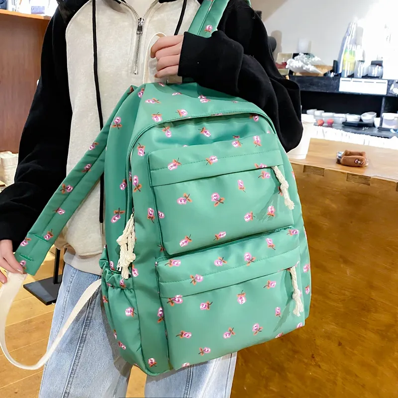 KAMLUI Nylon Backpack Regular Unisex White Floral/White Green Floral/Black Floral/Black White Floral/Yellow/Green-30