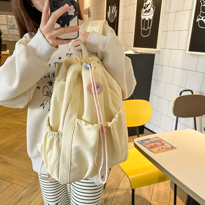 KAMLUI Nylon Backpack Regular Unisex Ecru/Black/Pink/Light Yellow/Light Green-24