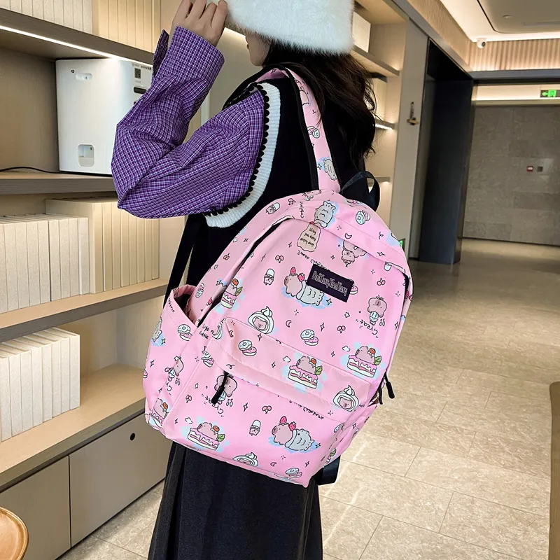 KAMLUI Nylon Backpack Women's White/Black/Pink/Khaki-19