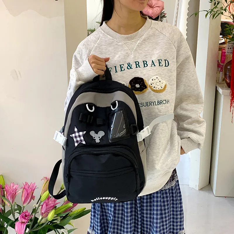 KAMLUI Nylon Fabric Backpacks Backpack Regular Unisex Black-4