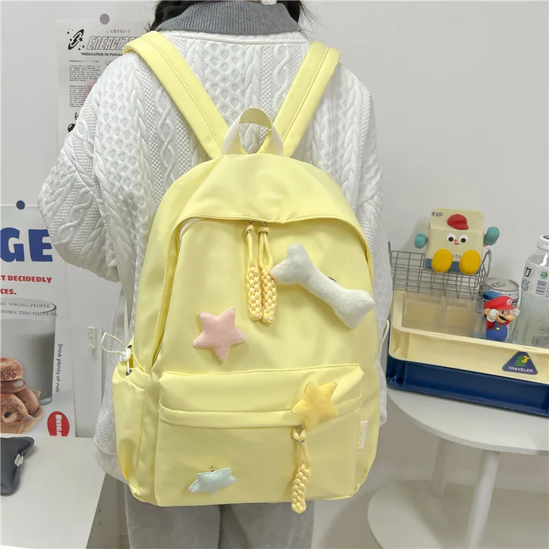 KAMLUI Nylon Backpack Regular Unisex White/Pink/Green/Black/Yellow-21
