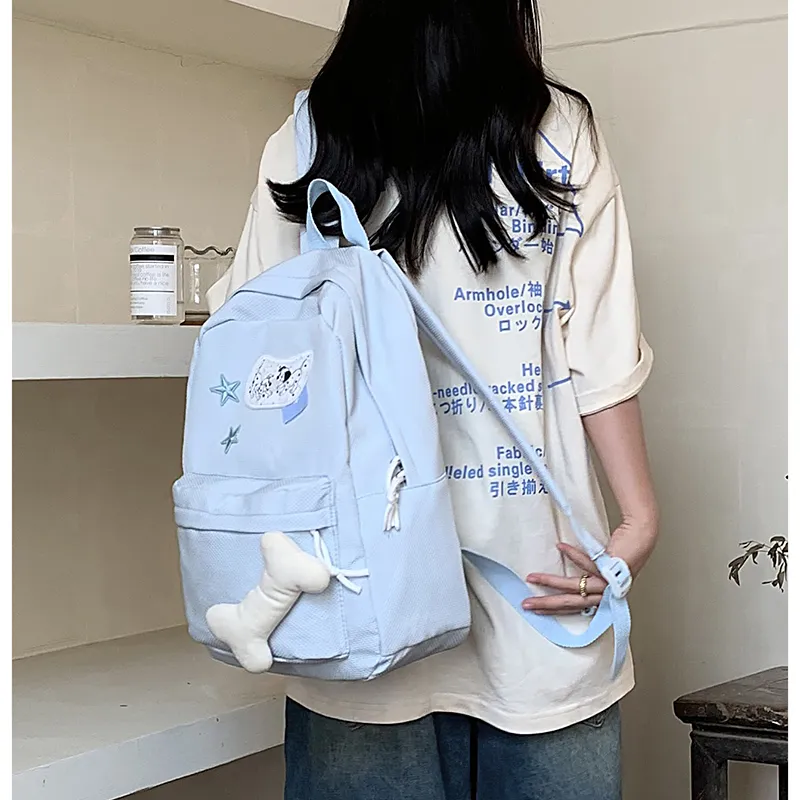 KAMLUI Nylon Backpack Backpack Student Backpack Regular Unisex Blue-14