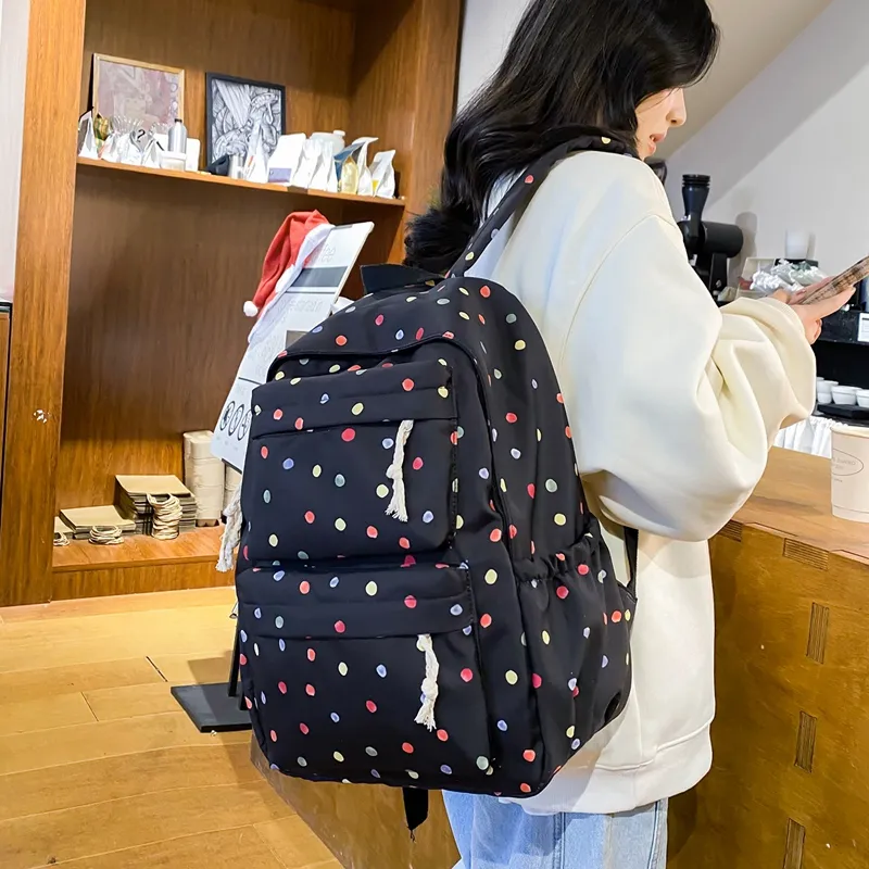 KAMLUI Nylon Backpack Regular Unisex White Floral/White Green Floral/Black Floral/Black White Floral/Yellow/Green-12