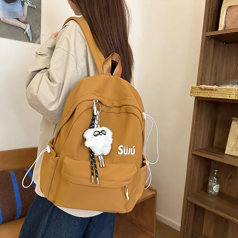 KAMLUI Nylon Backpack Women's Ecru/Black/Burgundy/Light Yellow/Light Brown/Light Blue-30