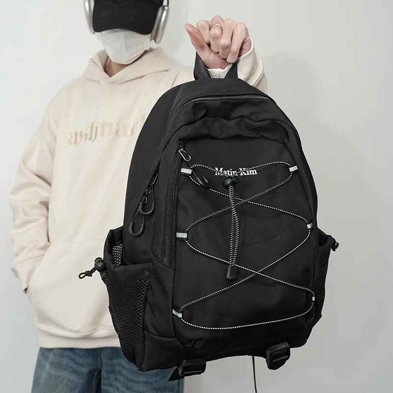 KAMLUI Nylon Fabric Carry Backpack Unisex Black/Purple/Blue-11