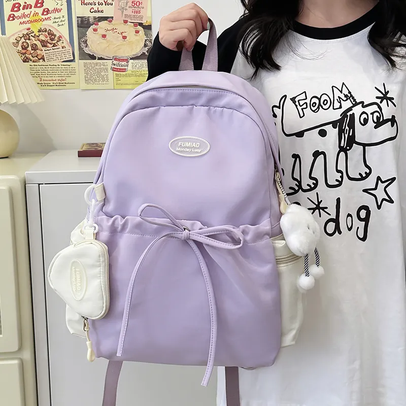 KAMLUI Nylon Fabric Backpacks Backpack Regular Unisex Pink Purple-10