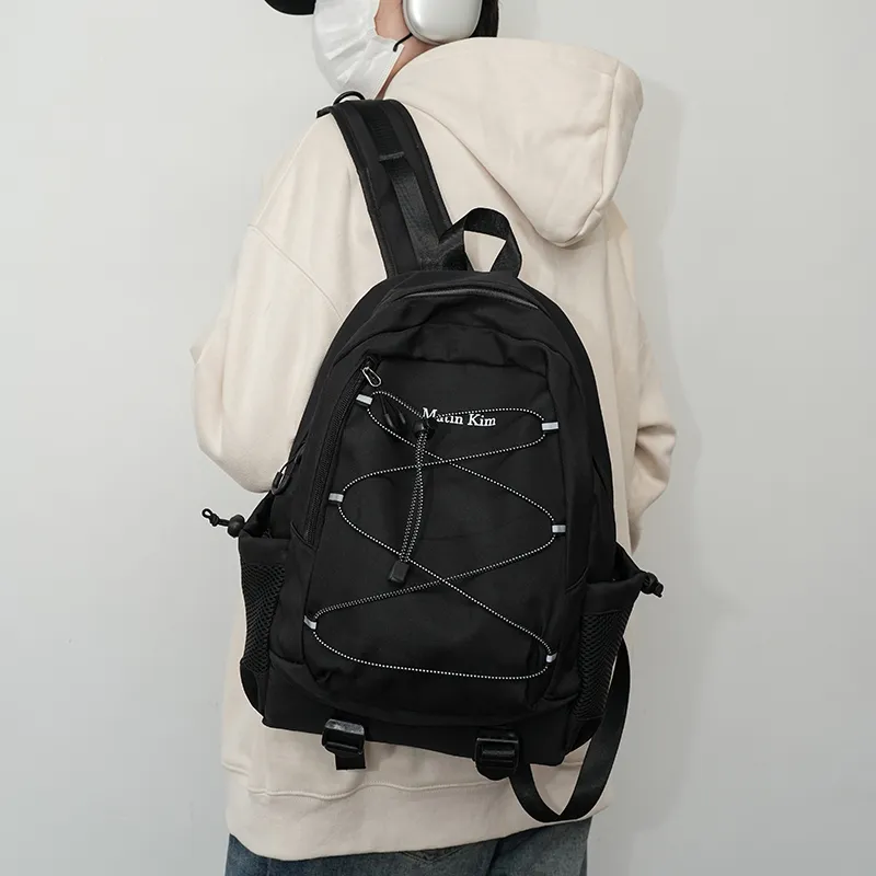 KAMLUI Nylon Fabric Carry Backpack Unisex Black/Purple/Blue-17
