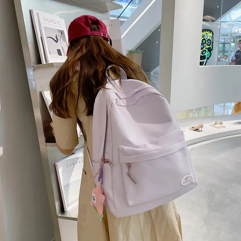 KAMLUI Nylon Backpacks Backpack Regular Unisex Light Green/Ecru/Violet-5