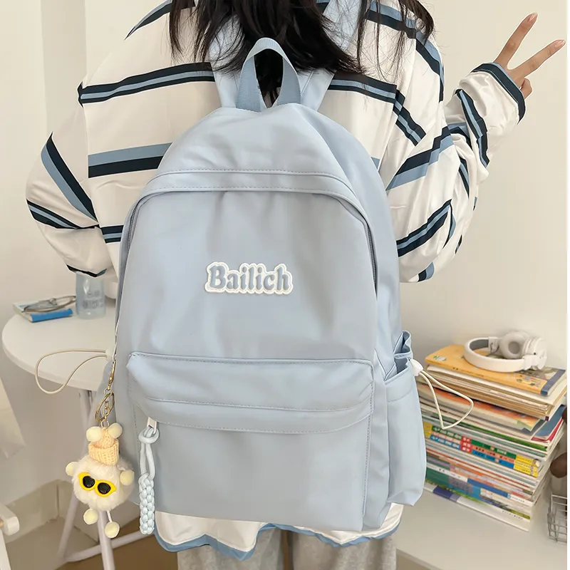 KAMLUI Composite Cloth Backpack Regular Unisex Pink/Black/Light Blue/Green/Ecru-17