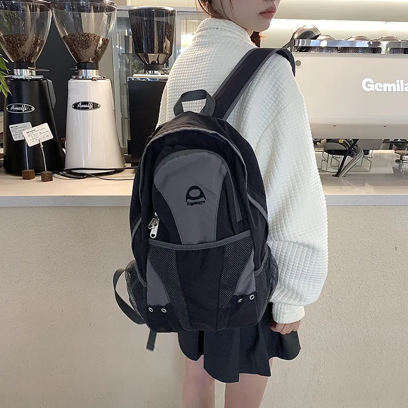 KAMLUI Nylon Backpack Unisex Black/Yellow/Gray-13