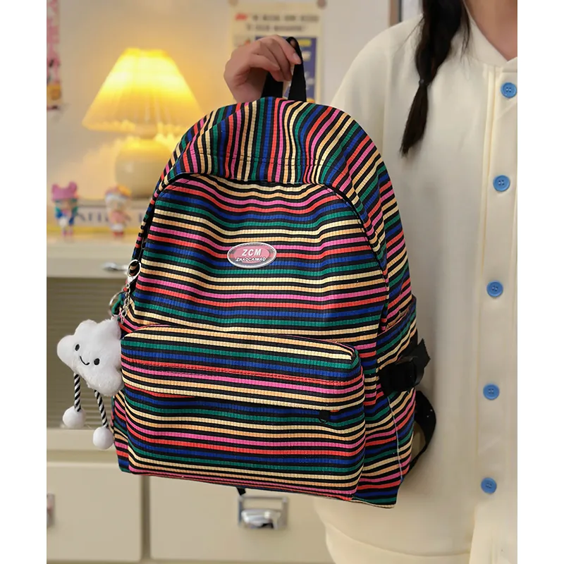 KAMLUI Nylon Backpack Regular Unisex Pink White/Fuchsia/Red Brown/Turquoise-27