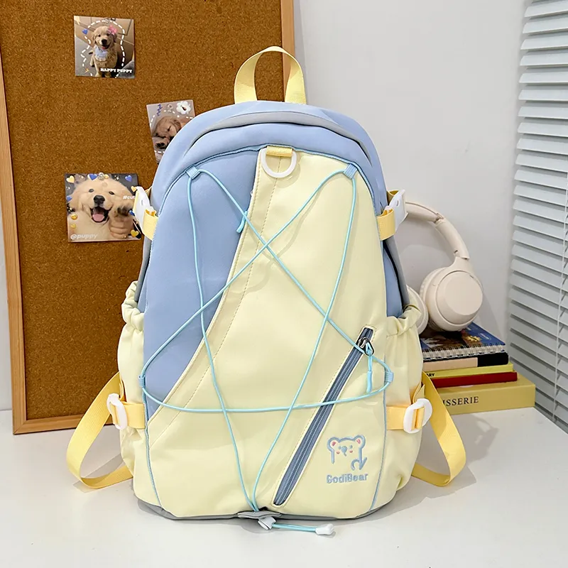 KAMLUI Nylon Backpack Unisex Red/Purple & Yellow/Blue & Yellow/Black & Yellow/Blue & White-17
