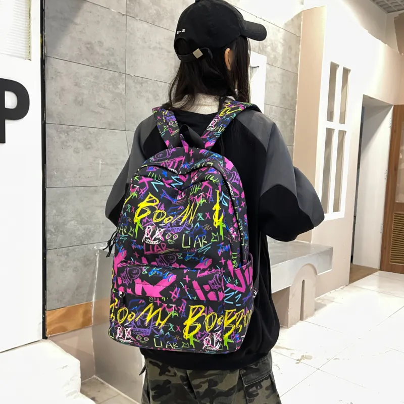 KAMLUI Oxford Backpack Regular Unisex Black/Purple/Blue-13