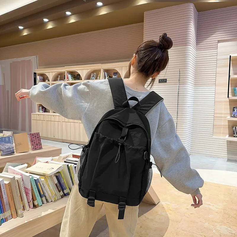 KAMLUI Nylon Backpack Regular Unisex Ecru/Black/Burgundy/Orange-13