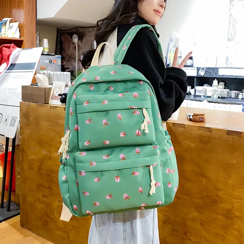 KAMLUI Nylon Backpack Regular Unisex White Floral/White Green Floral/Black Floral/Black White Floral/Yellow/Green-31