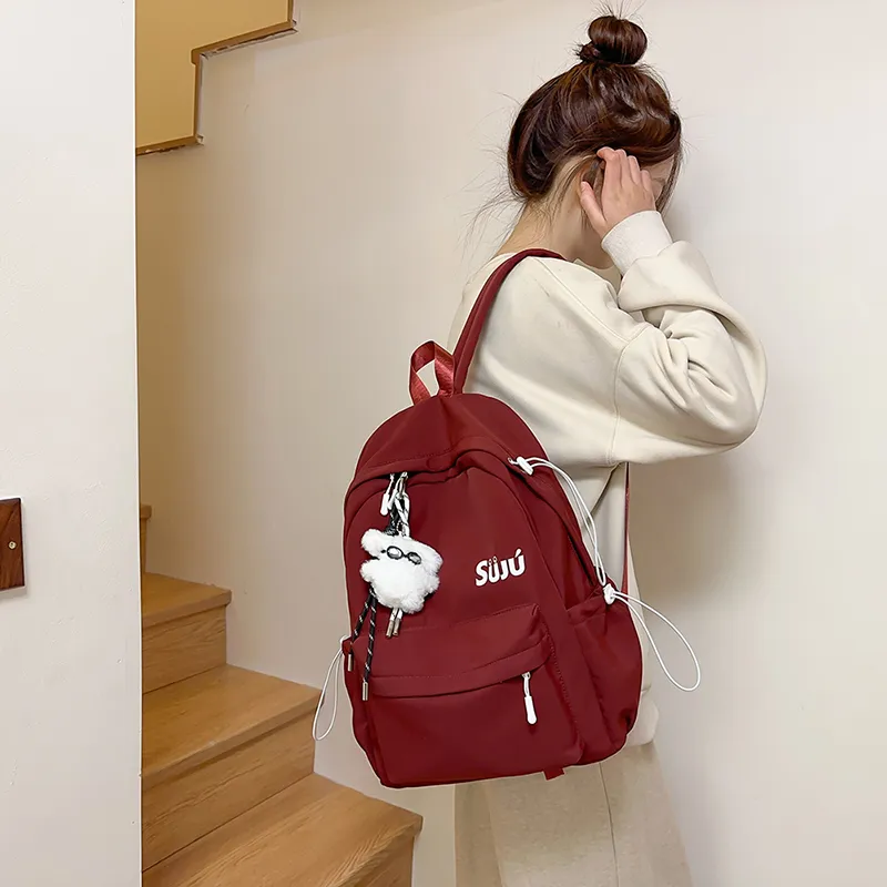KAMLUI Nylon Backpack Women's Ecru/Black/Burgundy/Light Yellow/Light Brown/Light Blue-17