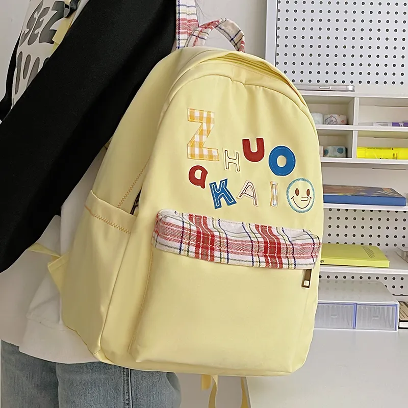 KAMLUI Nylon Fabric Backpack Regular Unisex White/Yellow/Green/Blue-19